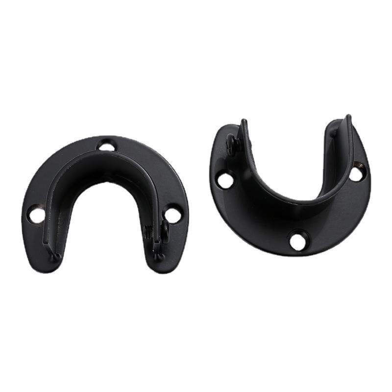 Thickened stainless steel clothes tube holder clothes rail black wardrobe clothes holder steel round tube opening flange seat 32 25mm