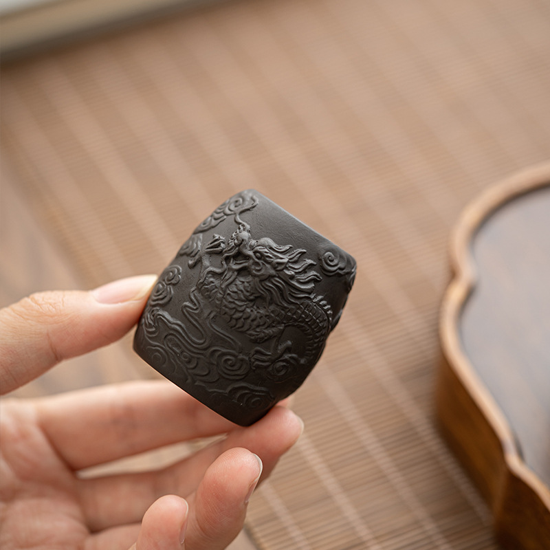 Purple Sand Xianglong Cover Creative Raw Ore Purple Mud Cover Bowl Lid Teapot Tea Cover Shelf Tea Ceremony Accessories Cover Holder