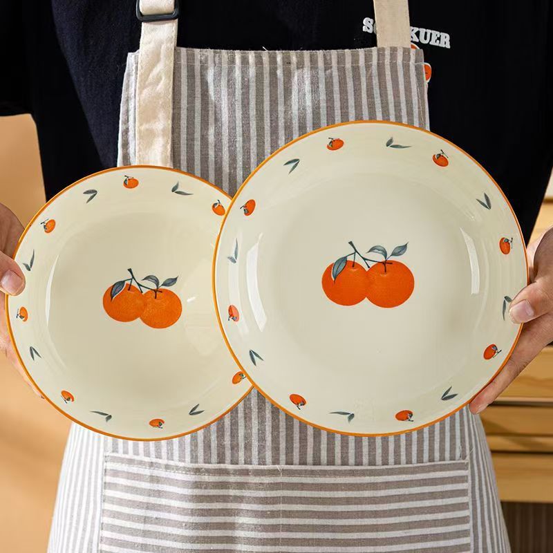 Everything Goes Well Chinese Underglaze Color Ceramic Household Rice Bowl High-Value Eating Bowl Cream Style Dishes Plate