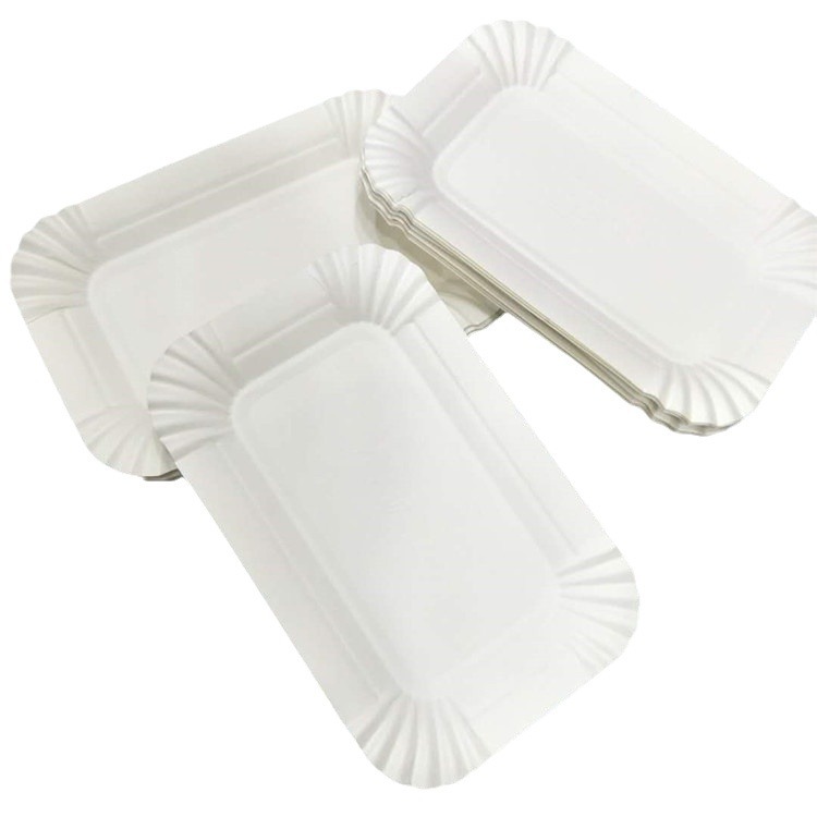 Disposable Rectangular Cake Paper Plate Birthday Party Paper Plate Paper Tray 250g Dessert Plate Paper Wholesale