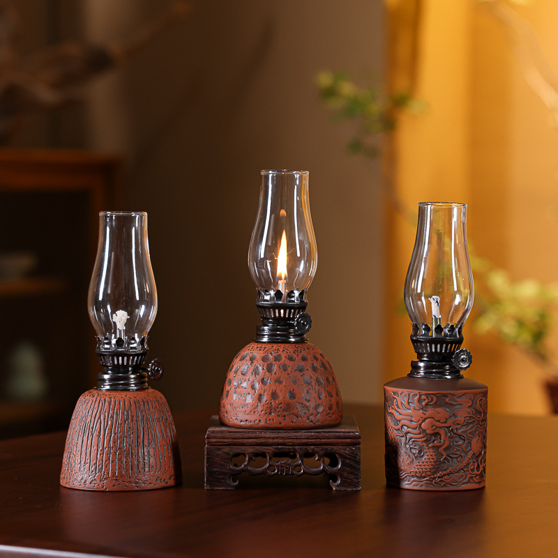 Ретро креативная керамическая лампа, традиционная синяя и белая керамика, освещение для чайной комнаты, атмосферная лампа для кемпинга