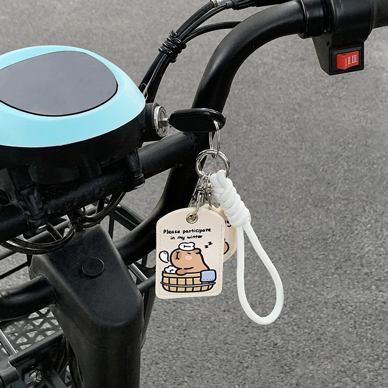 Suitable for Aima Yadi Cartoon Electric Car Key Protective Cover Battery Car Remote Control Nfc Access Card Protective Leather Cover