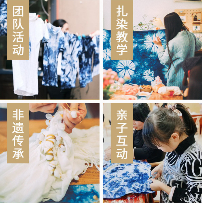 Tie-dyed pure cotton white cloth small square towel dyed hand-painted white cloth wax dyed plant dyed cotton handkerchief blue dyed white square towel