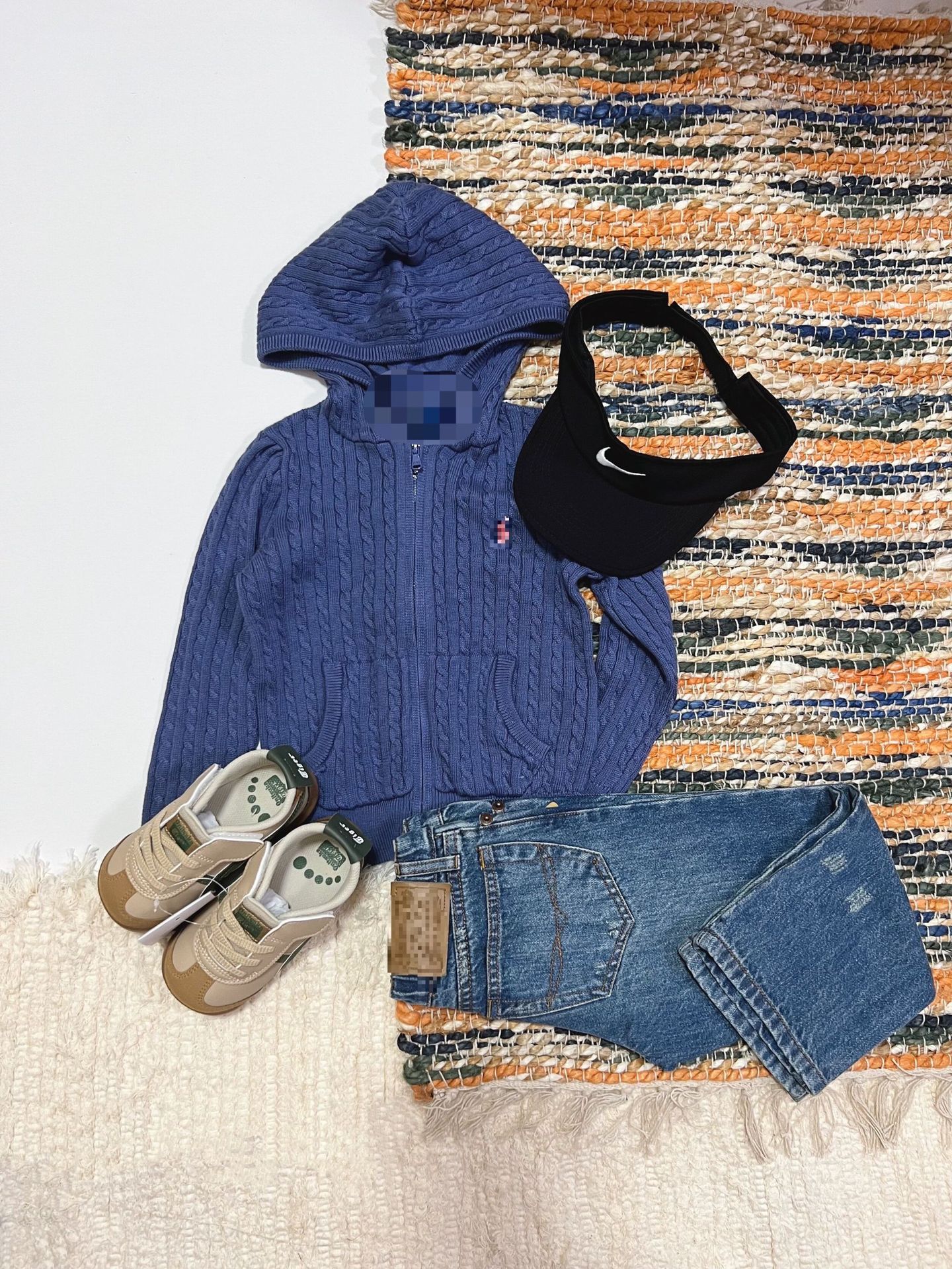 (in Stock) Little Pony Multi-Color Hooded Cable Knit Children's Cardigan Parent-Child Zipper Jacket