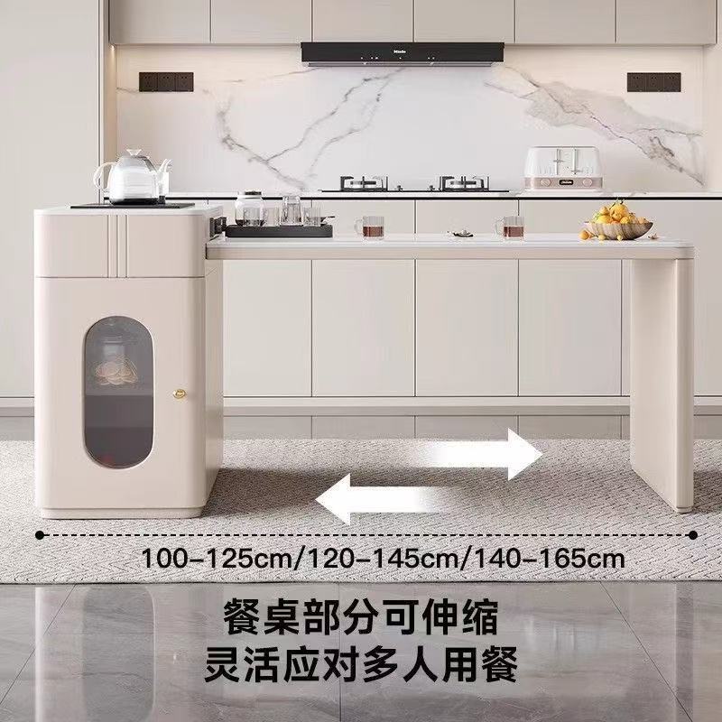 Modern Simple Slate Island Dining Table and Tea Table Integrated Household Small Apartment Retractable Cream Style Dining Table