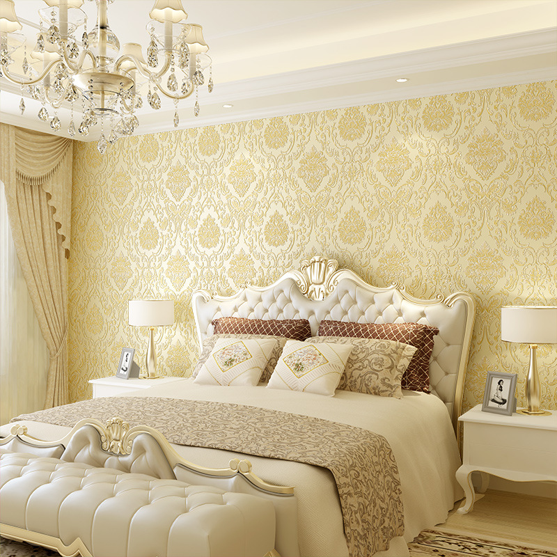 Self-adhesive wallpaper 3D three-dimensional European-style non-woven wallpaper precision thickening bedroom living room background wall stickers warm