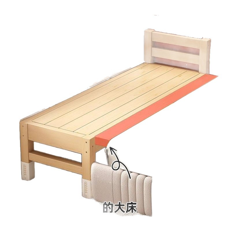 Solid Wood Baby Splicing Bed with Wide Guardrails for Boys and Girls Single Bedside Bed Crib Children's Splicing Large Bed