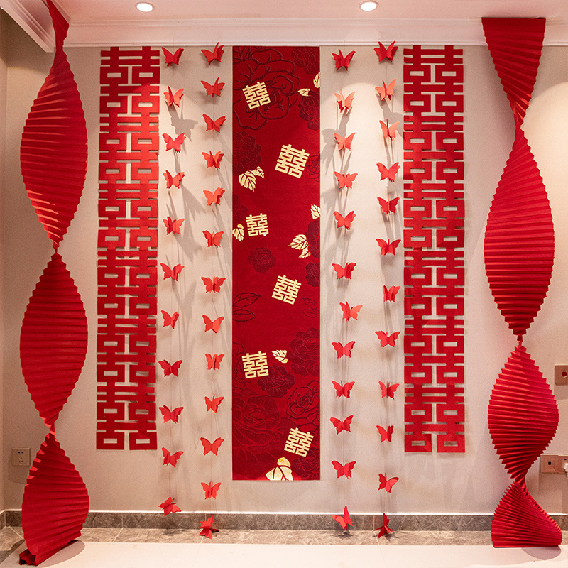 Wedding Decoration Set for the Groom's New House and the Bride's Bedroom, Garland Hanging Decorations, Wedding Dressing Gown Background Wall