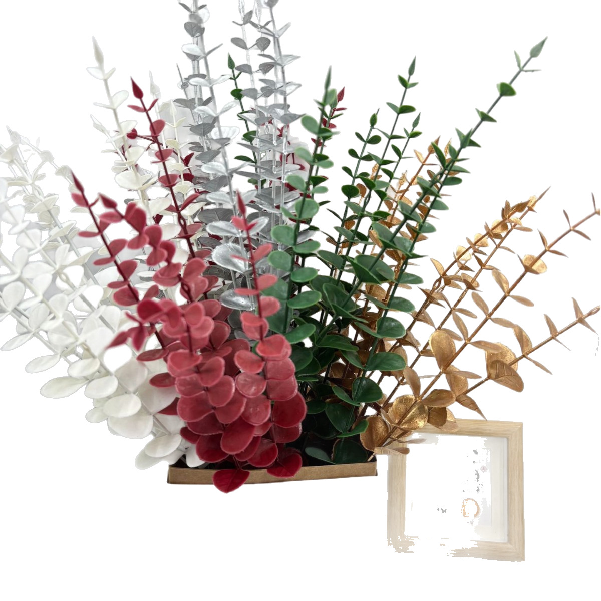 Golden Eucalyptus Artificial Flowers Eucalyptus Leaves Holiday Celebration Christmas Decoration Wedding Home Fake Flower Arrangement Wedding