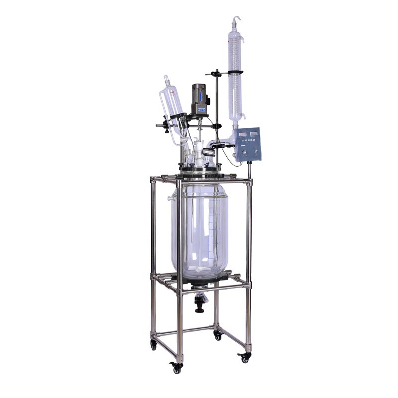 Double-Layer Glass Reactor Manufacturer Supplies 1L-100L Laboratory Distillation Extraction Double-Layer Glass Stirring Reactor