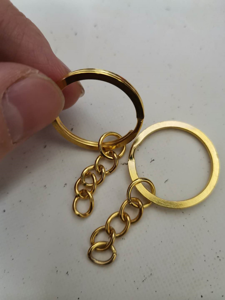 Key ring flat ring with chain imitation gold 1.8*25mm flat ring key ring with 4 chain