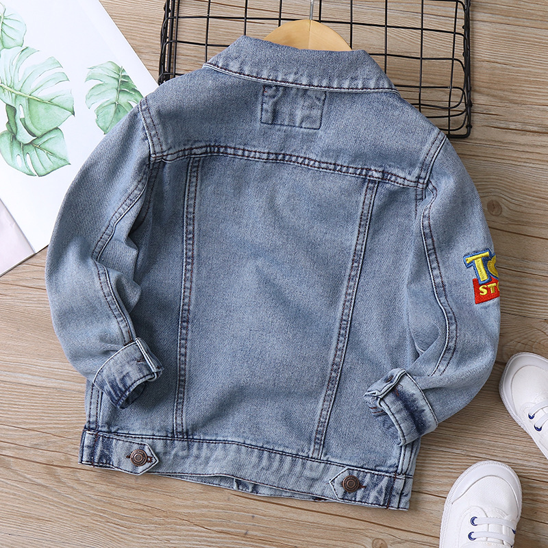 Cm-099 Letter Cartoon Embroidery Medium and Large Boys Denim Jacket 2021 Spring New Children's Clothing Children's Jacket