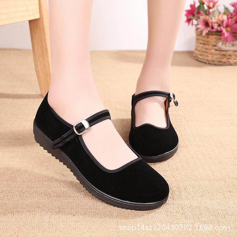 Старые пекинские туфли для женщин, дышащие туфли для отелей, обувь для квадратных танцев, мягкие низкие туфли с резиновым дном