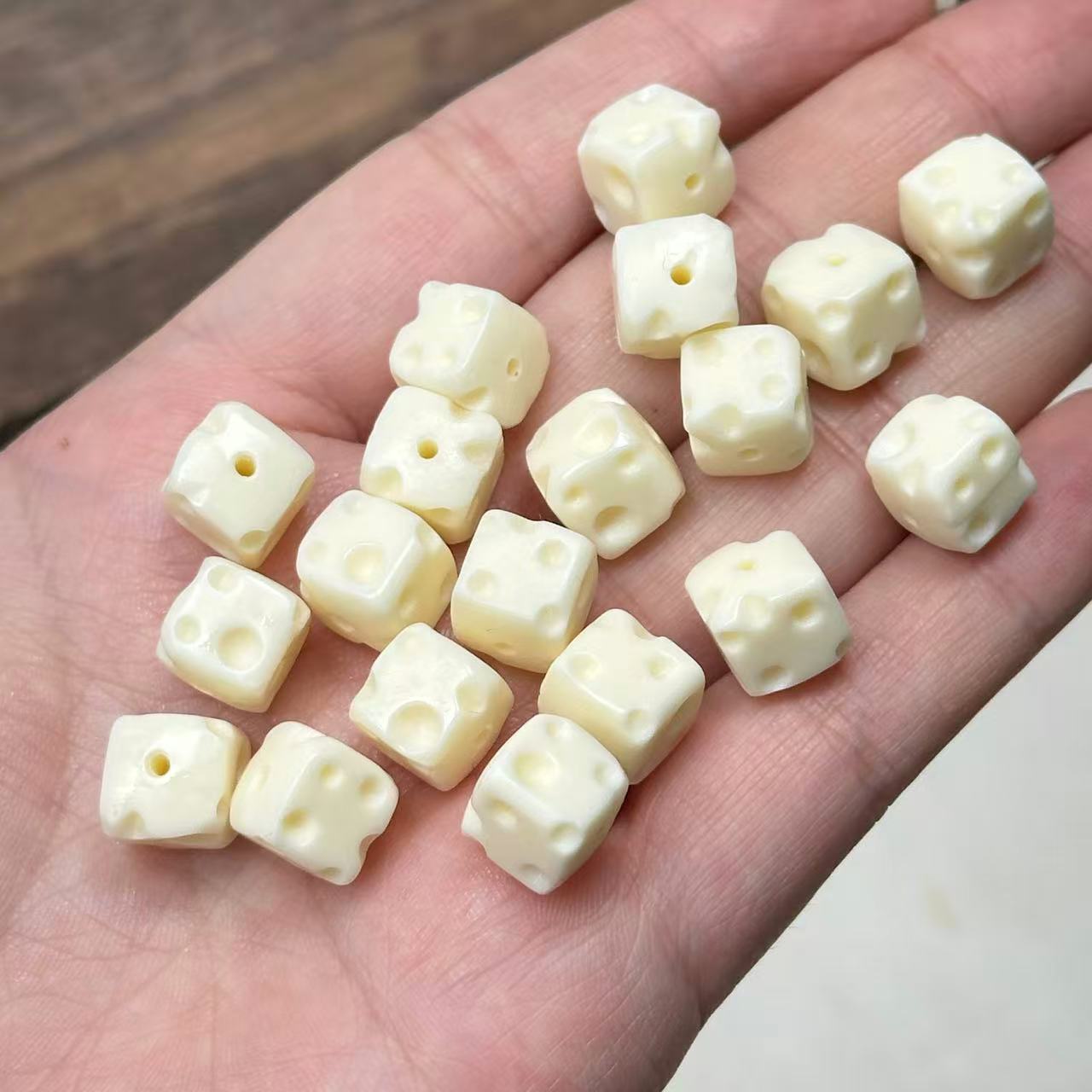 Ivory Fruit Cheese Sugar Cube Carving with Bead Powder Pressed DIY Bodhi Fruit Bracelet Super Cute Accessories Handheld Accessories