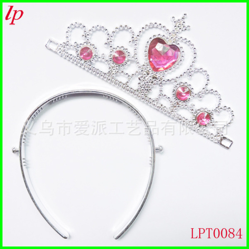 Frozen-Themed Children's Plastic Crown, Blue Five-Diamond Peach Heart Princess Crown, Frozen Crown