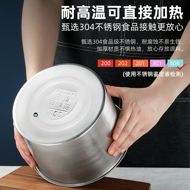 Stainless Steel Flavor Cup with Lid, Commercial Canteen Seasoning Jar, Stew Cup, Egg Beating Basin, Oil Storage Tank, Thickened Material Tank