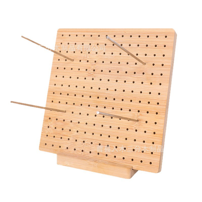 Bamboo and Wood Crochet Board, Hand-Woven Bamboo and Wood Frame, Handmade Wool Mesh Board, Crochet Wooden Square Block Board