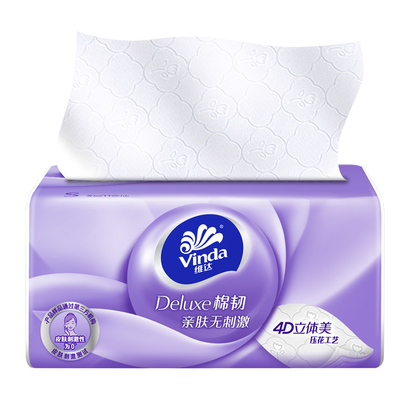 Vinda Cotton Tough Tissue Paper 3 Layers 100 Pieces XS Size Paper Towel Napkin Toilet Paper Facial Tissue Wholesale Multi-Specification Distribution