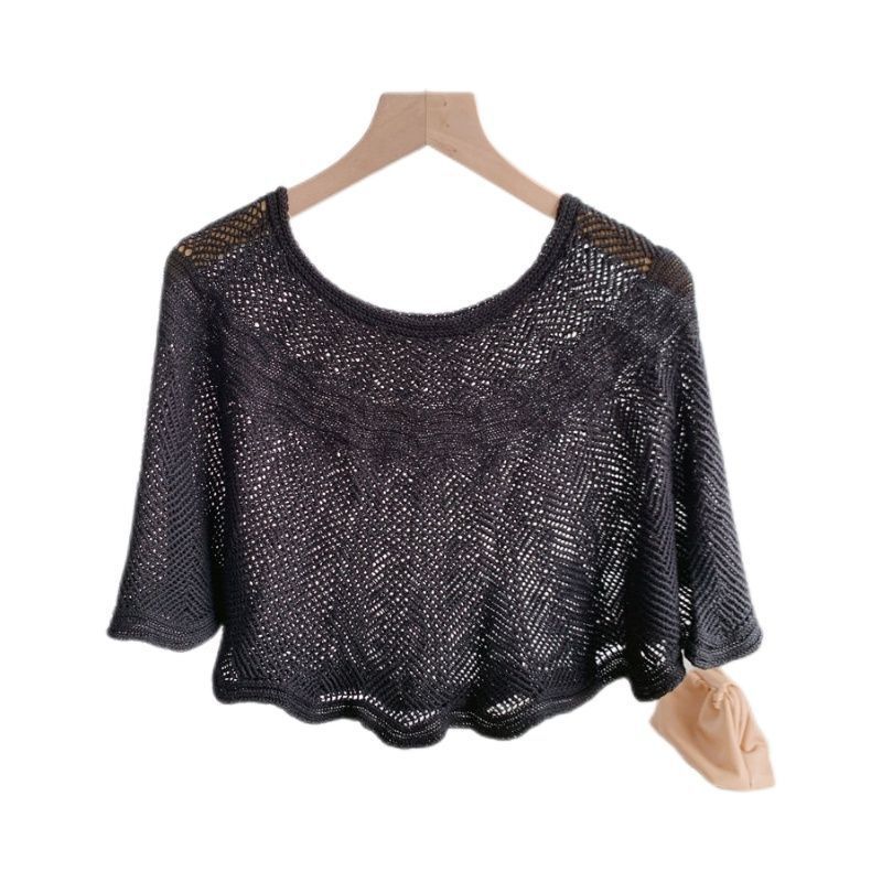 Knitted Shawl High-end Spring and Autumn Thin Small Outer Blouse Summer Outer Sun Protection Shirt Western-style All-match Shade Meat Slimming