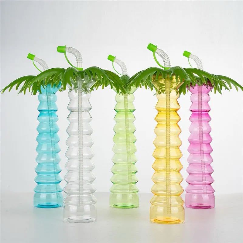Source Factory In-Stock Coconut Tree Cup Summer Beach Outdoor Juice Drink Courtyard Long Neck Cup Torch Dumbbell Coconut Tree