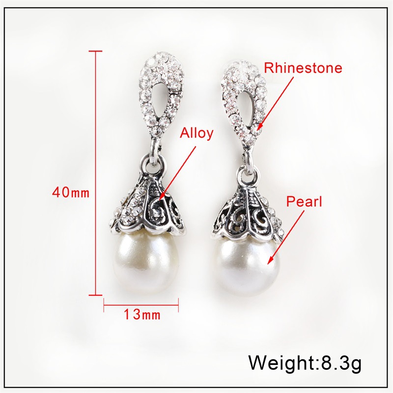 French retro creative personality water drop pearl pendant earrings Korean temperament trendy niche creative design earrings