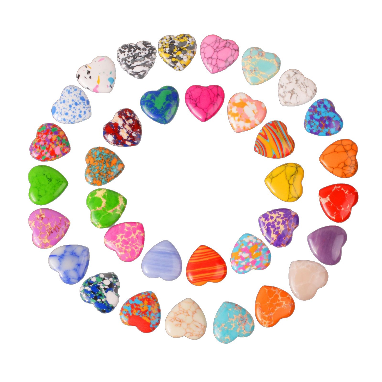 Natural Stone Crystal Synthetic Turquoise Peach Heart Jade 20mm Colorful Handicraft Ornaments DIY Jewelry Non-Porous Heart