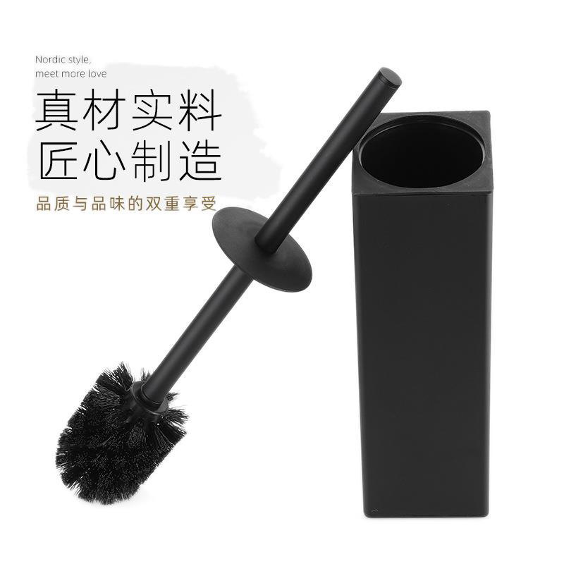 304 Stainless Steel Floor-Standing Toilet Brush, Toilet Seat Cleaning Brush, Perforated Anti-Odor Long Tube Wall-Mounted Square Set