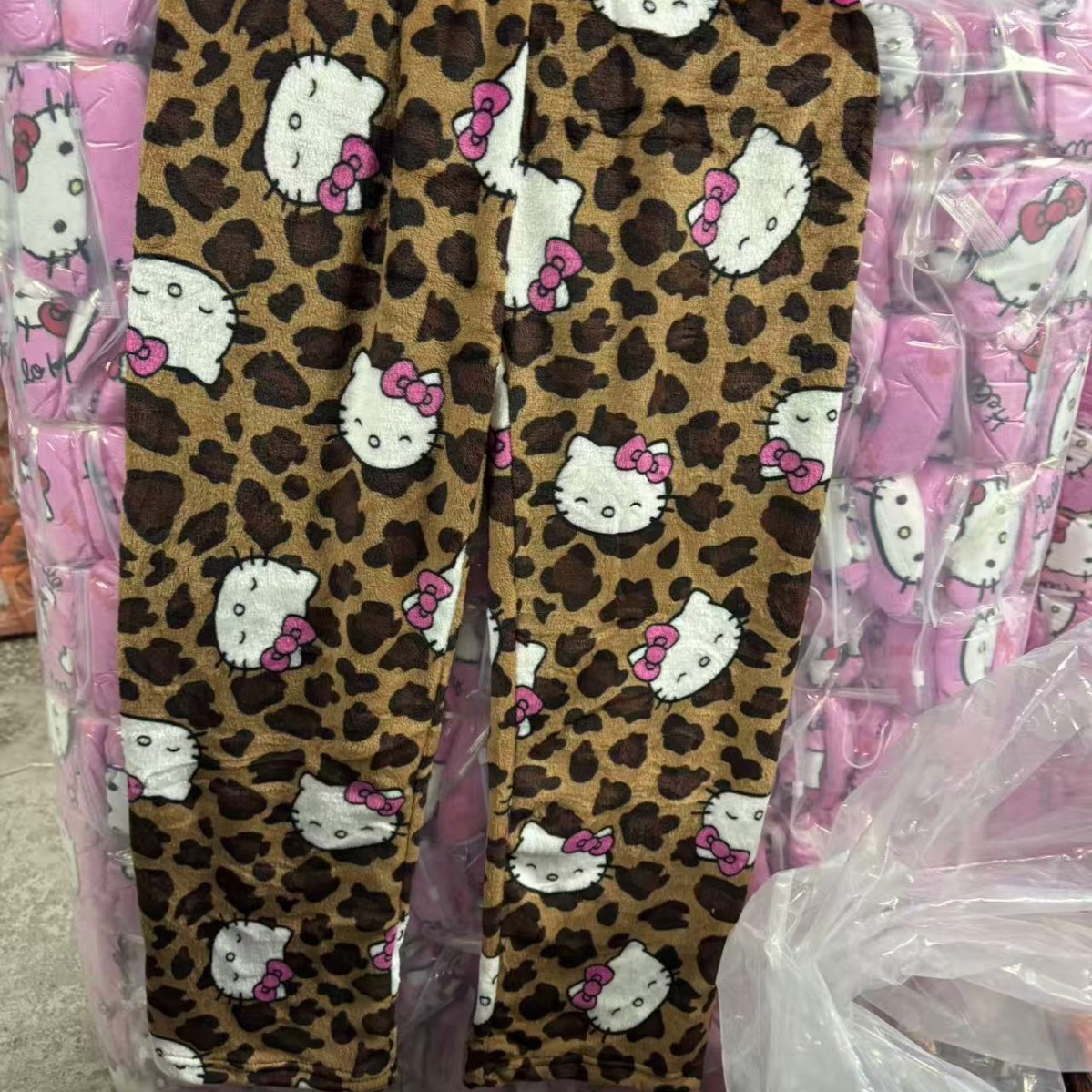 Пижама с рисунком кота для женщин, рождественская, из бархата, домашняя, повседневная, осень и зима, фланелевые брюки для дома и улицы