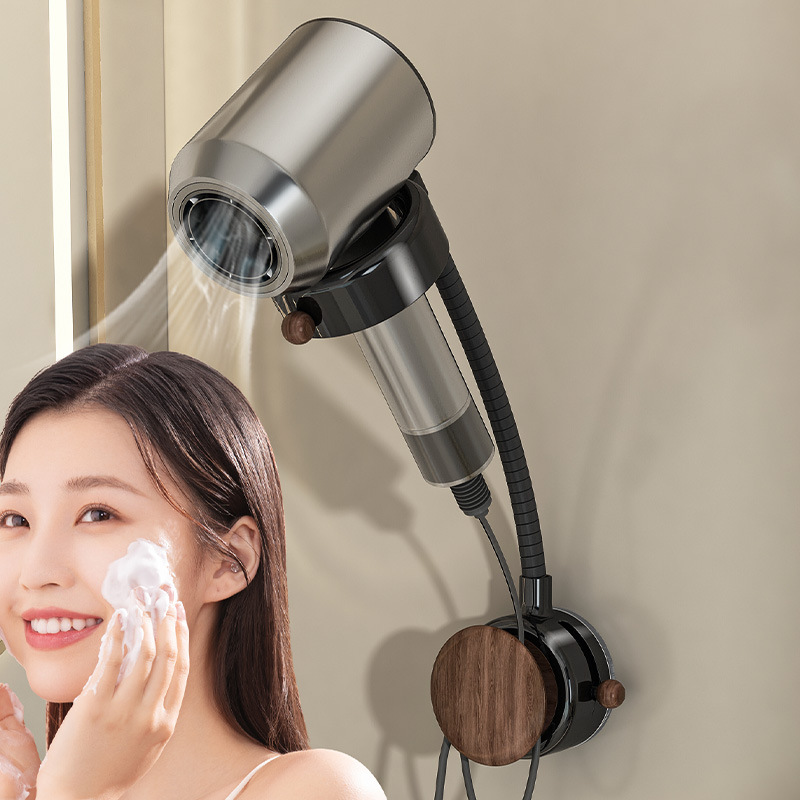 Suction Cup Hair Dryer Holder, No-Drill Bathroom Rotating Hair Dryer Storage Rack, Wall-Mounted Lazy Hair Dryer Hanger