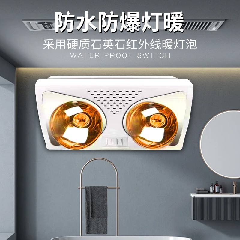 Wall-Mounted Energy-Saving Electric Heater for Bathroom, No Drilling Required, Two Lights, Explosion-Proof