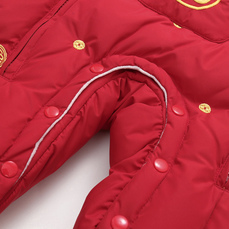 2025 Baby Boy and Girl Baby down Jacket Jumpsuit Infant Crawling Suit Thickeneded Newborn Red New Year's Greetings Suit