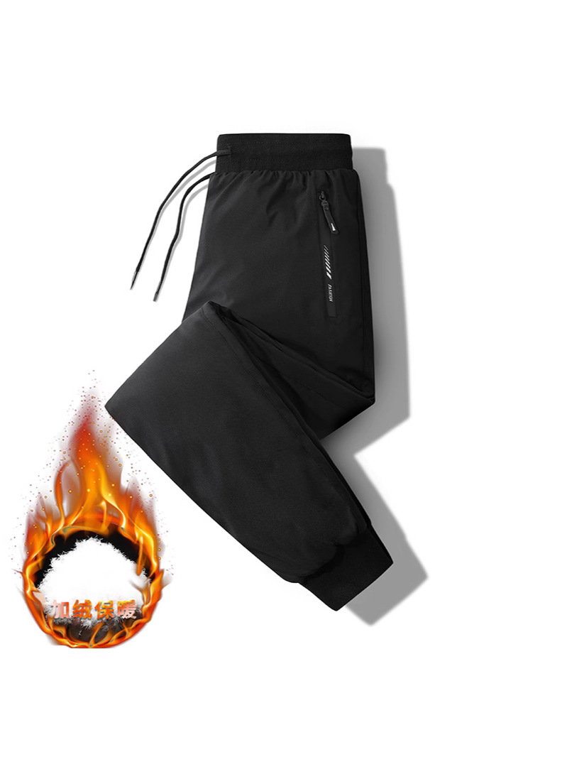 plus size Down Pants for Autumn and Winter Men's Loose Warm and Cold-proof fleece-lined Thickened White Duck Down Men's Pants 90 Velvet Casual Pants