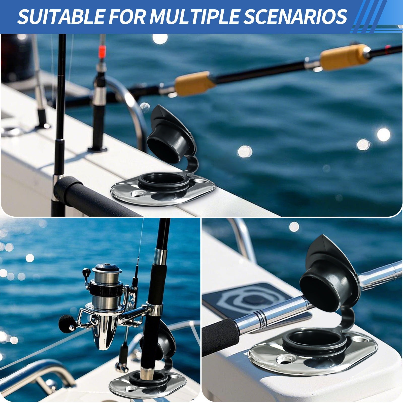 Yacht hardware accessories stainless steel fishing rod seat socket embedded ship speedboat fish boat fishing rod base