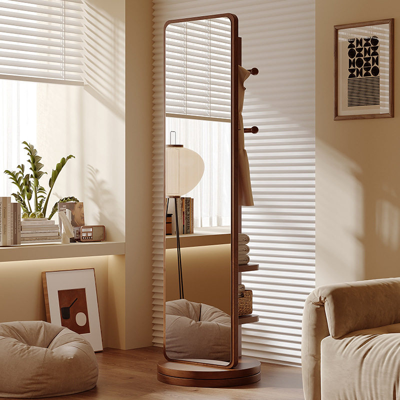Вращающееся зеркало во весь рост, напольное зеркало, переносное большое зеркало с вешалкой, интегрированное зеркало для наряжания