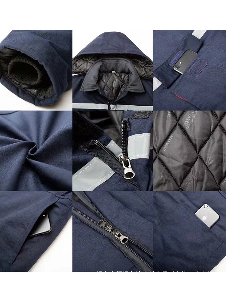 Thickened One-Piece Work Clothes, Cold-Proof and Warm Labor Protection Cotton-Padded Jackets, Crew Cold Storage Outdoor Cotton-Padded Jackets, Ice Fishing and Skiing Cotton-Padded Jackets