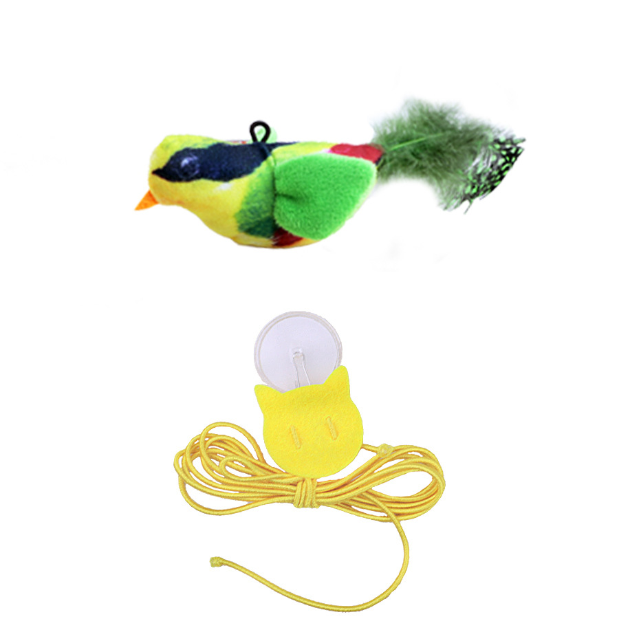 Simulation Sounding Bird Bite Resistant Cat Toy Self-relief Calling Bird Hanging Feather Fun Cat Stick Pet Toy