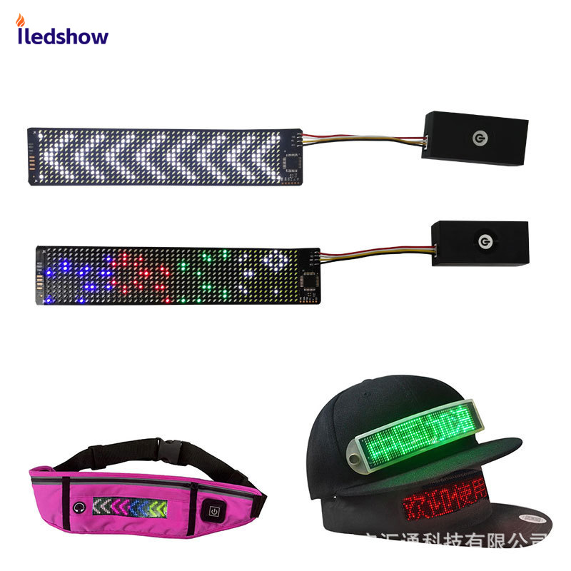 Световая частица светодиодный гибкий дисплей мягкий экран прокручивающееся слово движущиеся мобильное приложение Bluetooth изменение слов светящаяся реклама светодиодная шляпа
