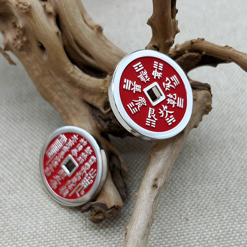 In-Stock Pure Silver Mountain Spirit Flower Pendant Feng Shui Good Item National Trend Cinnabar Coin Silver Mountain Spirit Flower Peace Buckle