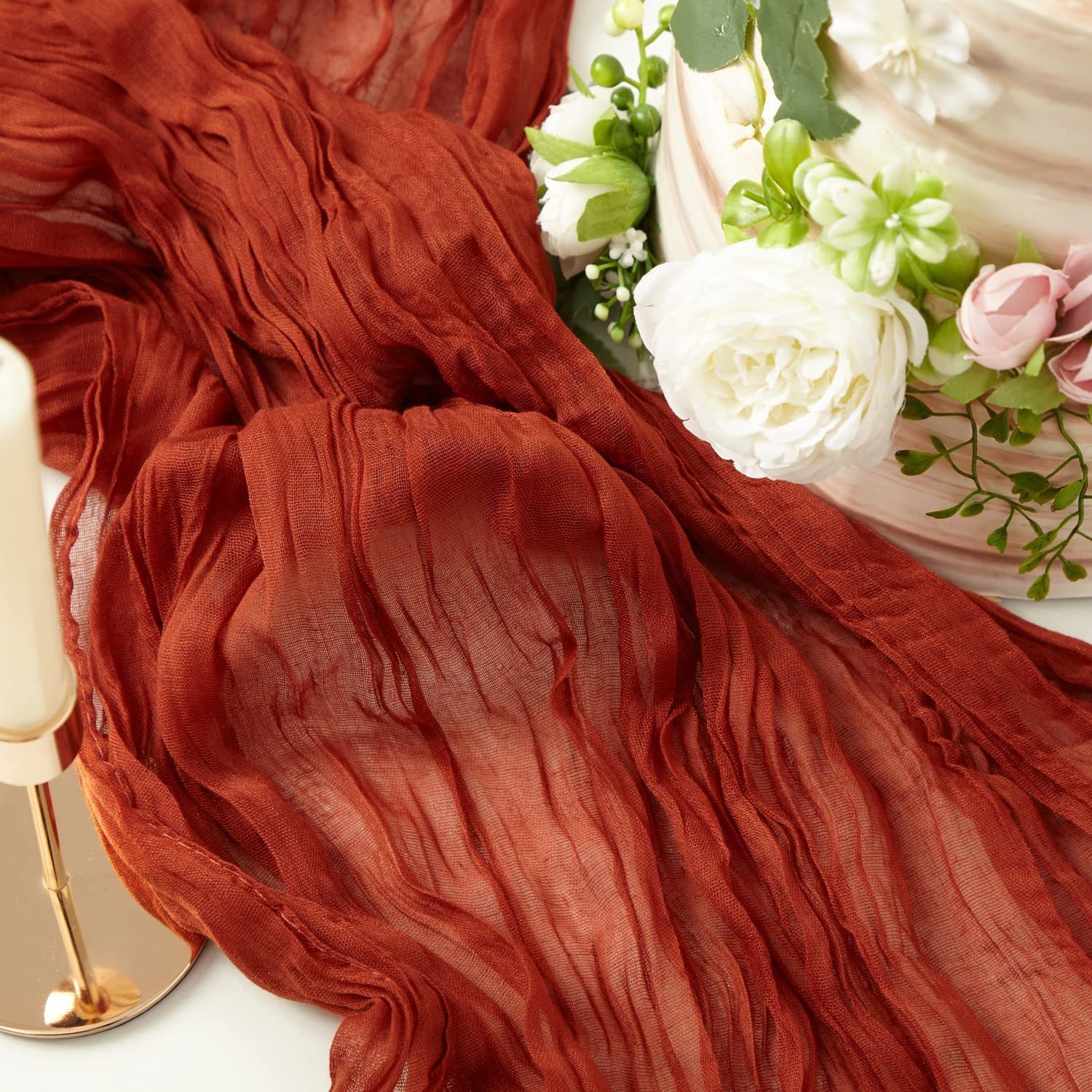 Crepe Table Runner Zou Tablecloth Bali Yarn Wedding Party Decoration Cross-border Wedding Decoration European and American Twist Fold Gauze