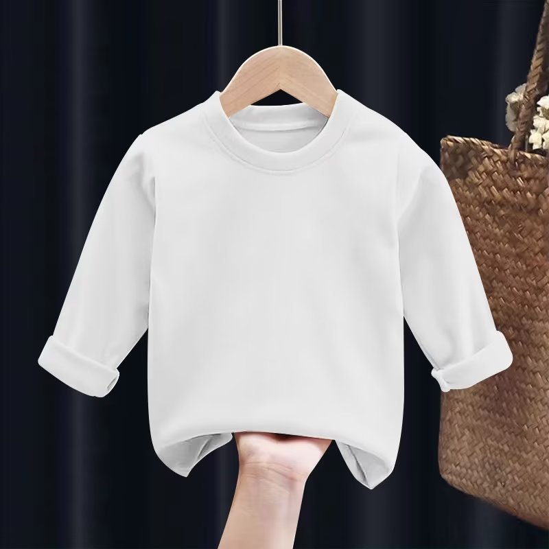 Spring and Autumn Children's solid color long sleeve half turtleneck top simple baby bottoming T-shirt boy middle and big children's top female