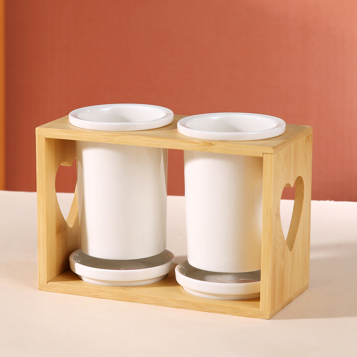 Держатель для палочек для еды из двух трубочек, белый, с дренажем, для столовых приборов, можно с логотипом