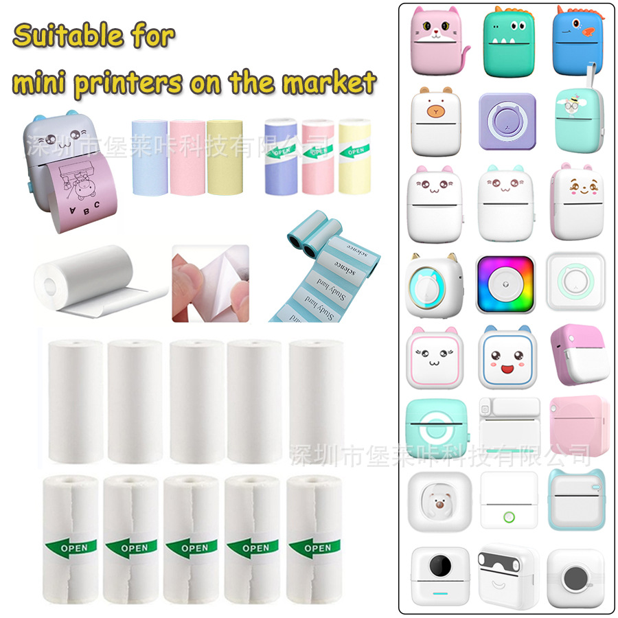 Mini Error Correction Printer, Coreless Thermal Printing Paper, Self-Adhesive Receipt Paper, Photo Paper, Label Maker