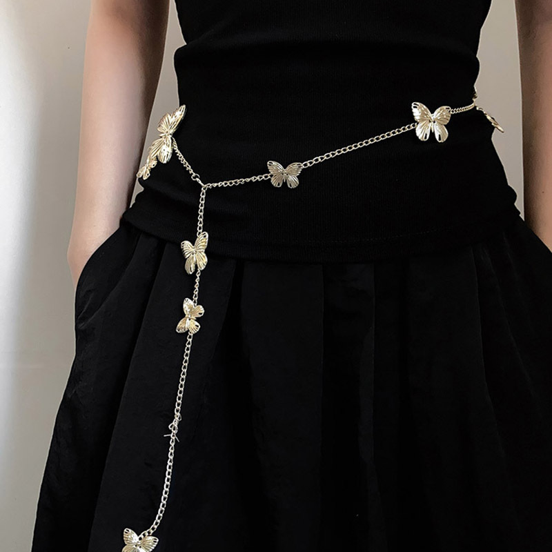 Ретро металлическая цепочка на талии в виде бабочки, многофункциональная цепочка для тела, популярные аксессуары