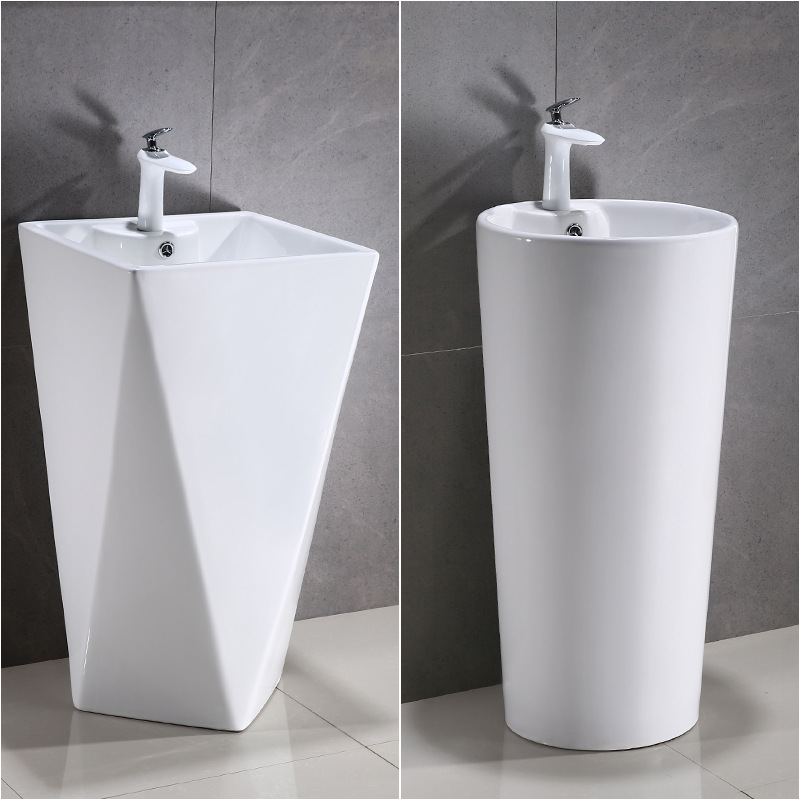 Column Washbasin Ceramic Integrated Column Basin Bathroom Wash Basin Personalized Balcony Washbasin