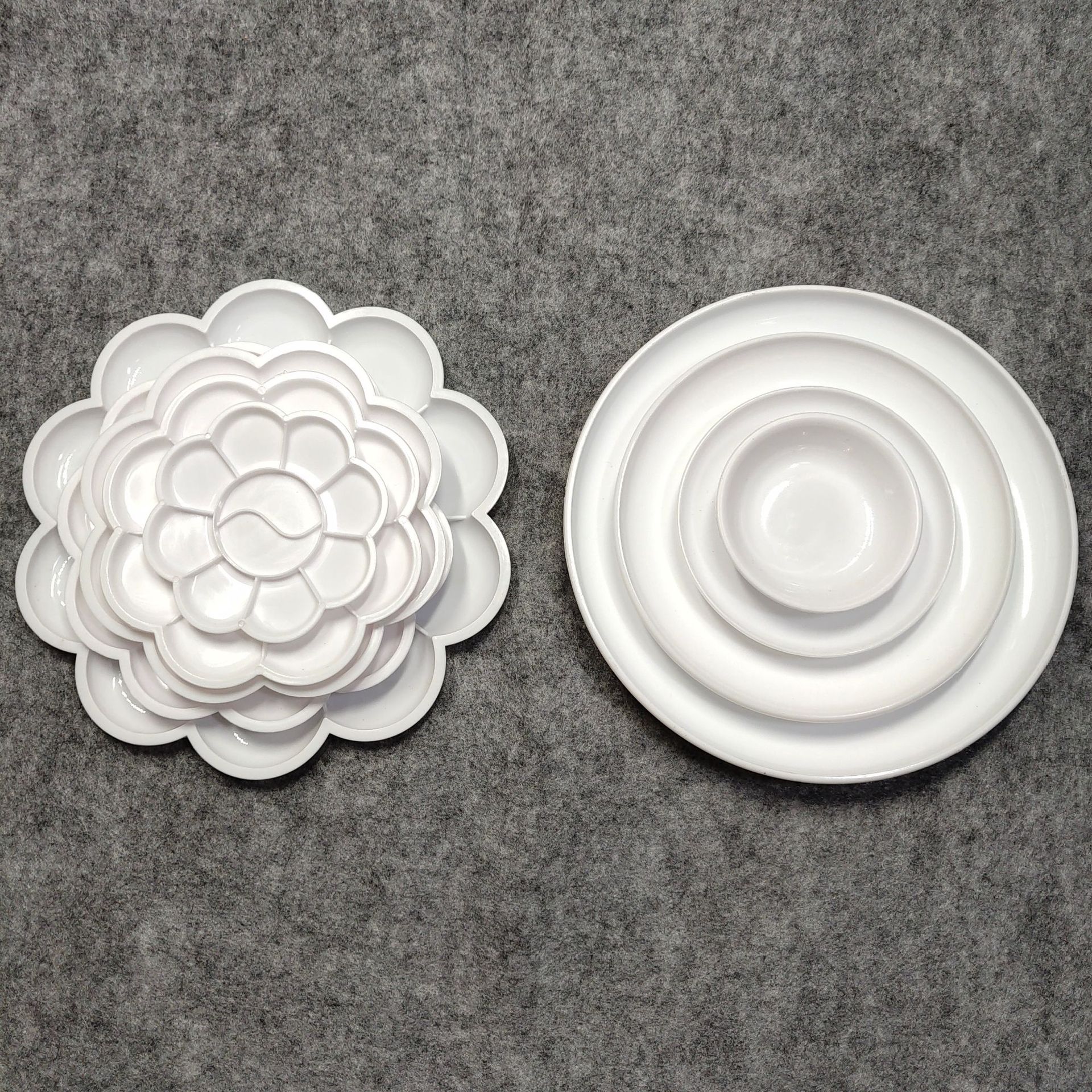 Пластиковая фарфоровая круглая палитра в форме сливы, большая, средняя и маленькая, для китайской живописи, чернильная палитра, акварель, гуашь, акрил, водяная чаша