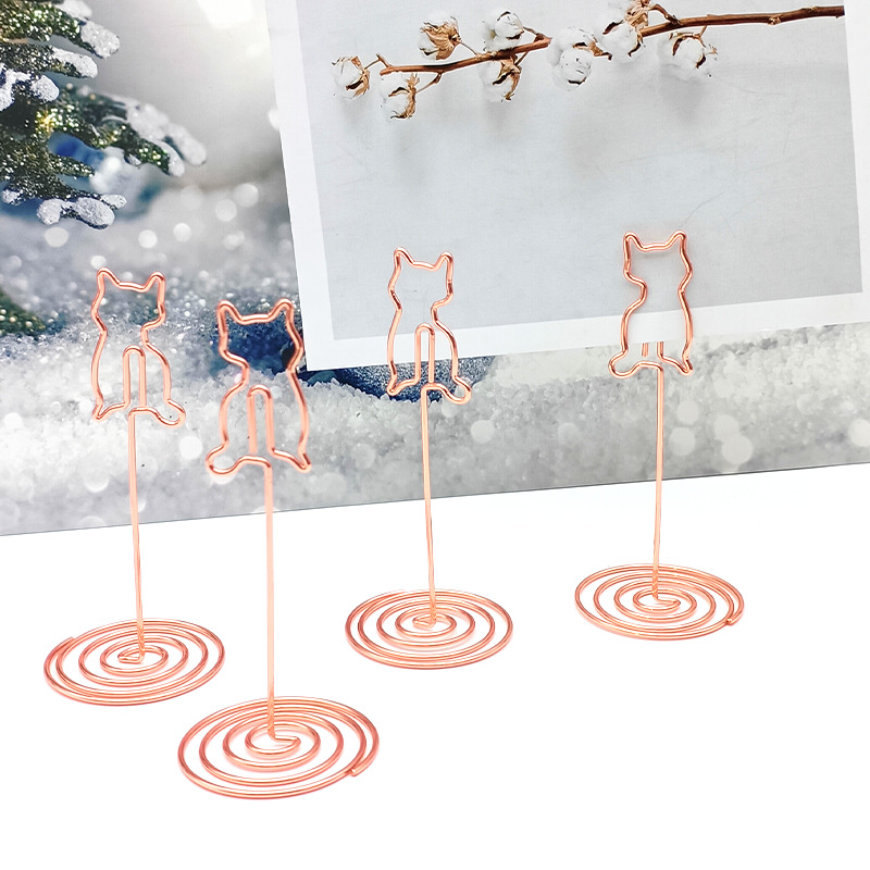 Three-dimensional metal note holder creative photo clip love name card holder desktop message holder gold multi-functional note holder