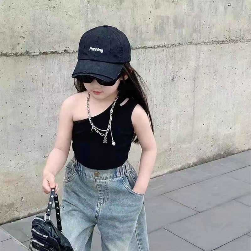 2024 Summer Style Children's Fashionable Skin-Friendly Vest Baby New Base Shirt Trendy Girls' Camisole Backless T-Shirt