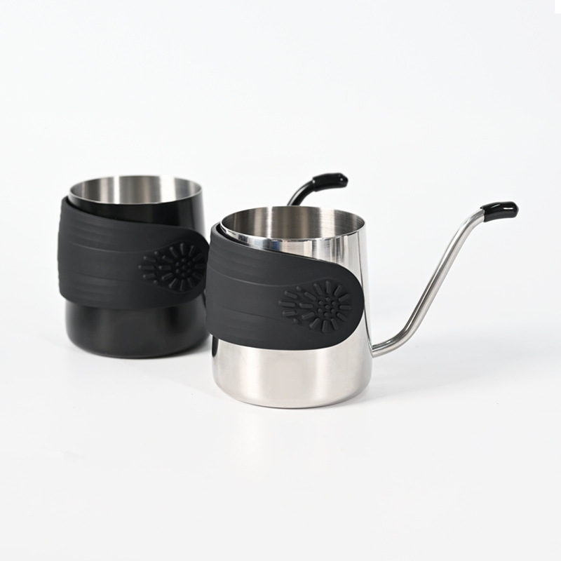 Portable Stainless Steel Mini Pour-Over Coffee Pot with Anti-Scalding Handle, Narrow Spout, Long Spout for Home and Outdoor Use