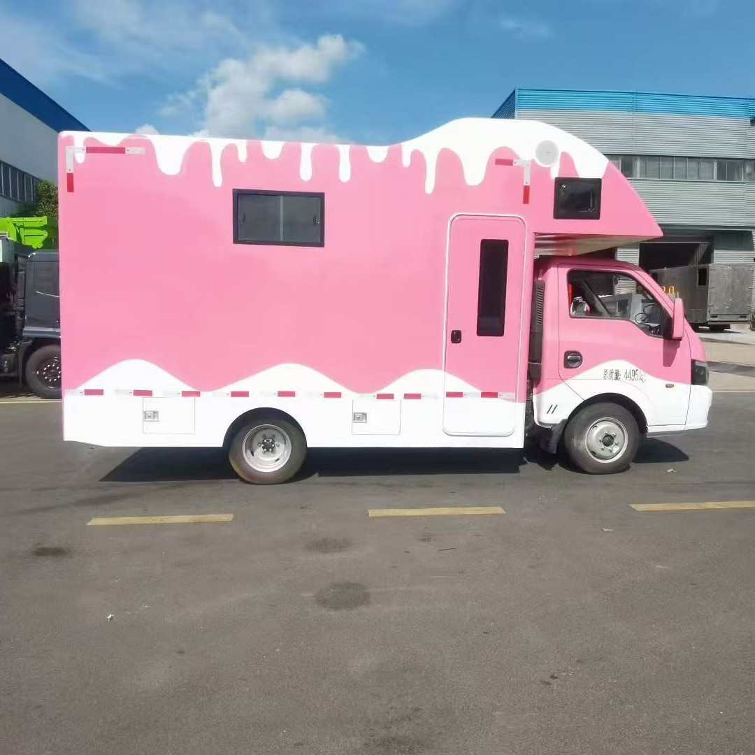 Mobile Snack Food Truck Dongfeng Tuyi Rear Dual-Wheel Ice Cream Cart Cold Drink Milk Tea Coffee Vehicle Can Be Registered