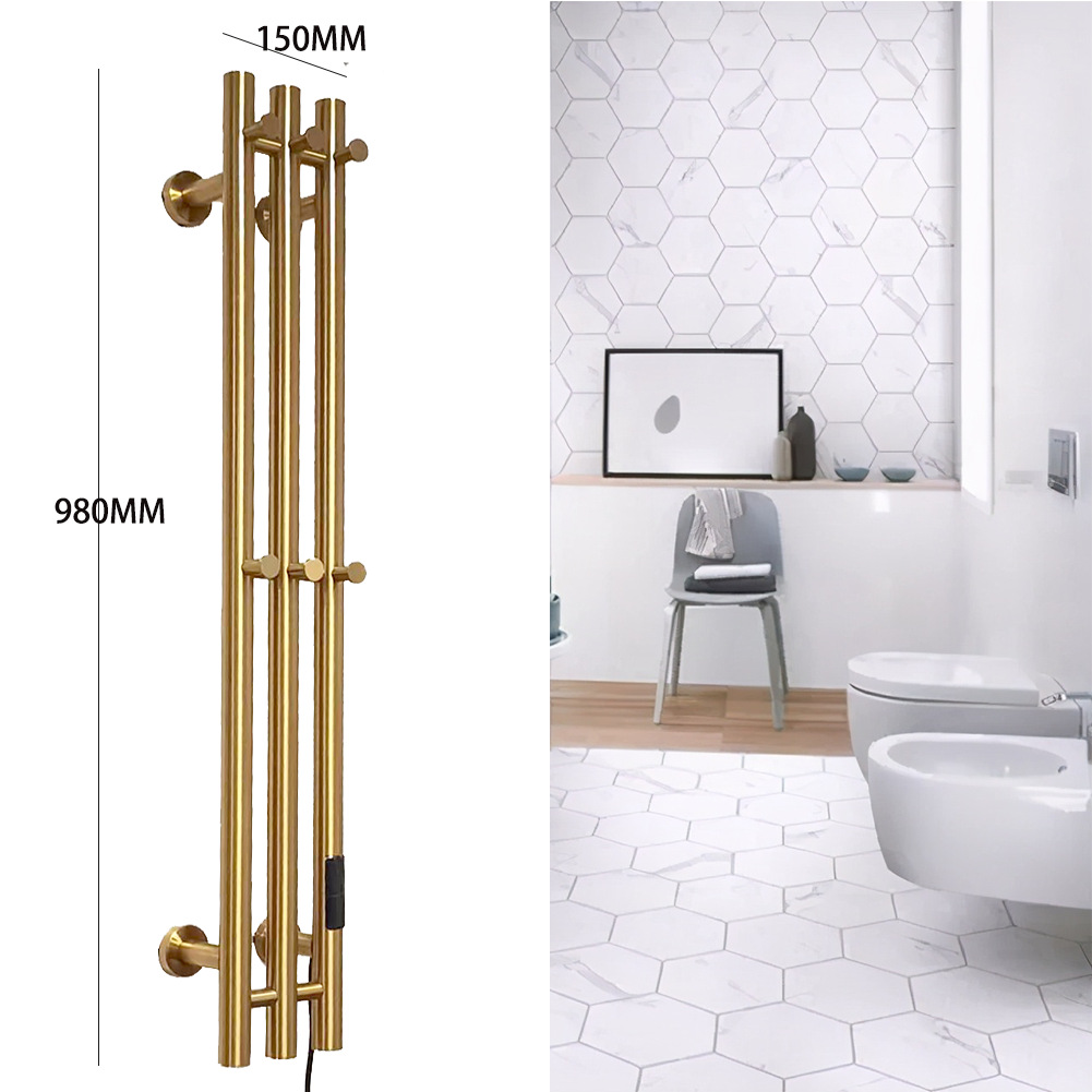 Электрическая обогреваемая вешалка для полотенец для ванной, умная углеродная вешалка с крючком, вертикальная нержавеющая сталь, с таймером и постоянной температурой